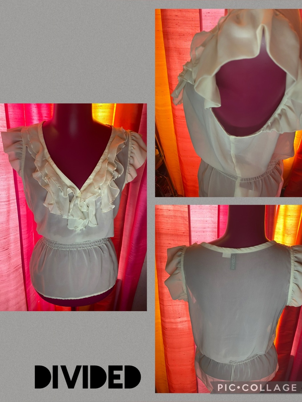 Sheer Ruffled Sleeveless Blouse by Divided (8)
